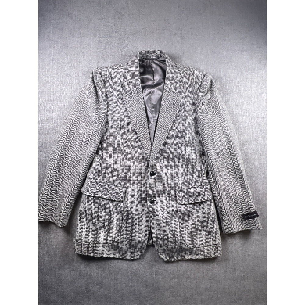 Joe Namath Signature Collection‎ Blazer 42R Herringbone Tweed Sport Coat Vintage